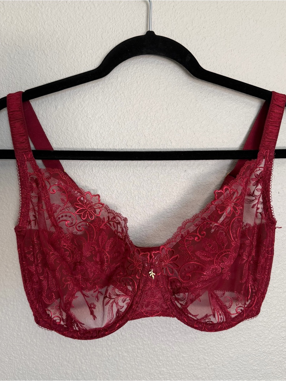 Wacoal Scene Stealer Red 34G Underwire Bra Unlined Sheer Lace 855312